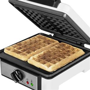 Princess Waffle Iron 132397, a forma di waffle belga, 1200 Watt, lunghezza del cavo 0,75 m, teglia 19,8 x 19,5 cm, livello di calore regolabile, rivestimento antiaderente, Argento/Nero,