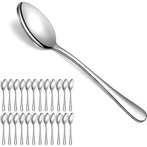 Evanda Cucchiai da Zuppa 24 pezzi 18,5cm, cucchiai da tavola in acciaio inossidabile, cucchiai da dessert, cucchiai da minestra, facile da pulire, lavabile in lavastoviglie