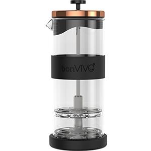 bonVIVO FOMO Montalatte Manuale 400 ml in Vetro e Acciaio Inox - Emulsificatore a Doppia Rete per Schiuma Latte Professionale - Accessorio Barista per Espresso e Cappuccino