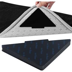 EASYKEENECOM 22 tappeti antiscivolo nero, 28 x 14 cm, 2 mm, triangolare, lavabili, riutilizzabili, per pavimenti in legno duro, tappeti e tappetini