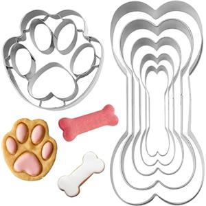 REBECCAHOWARD 6pcs Stampi in Silicone A Forma Di Zampa Di Cucciolo Di Cane E Osso 2 in 1 Per Biscotti in Acciaio Inox,per Dolcetti Fatti in Casa E Gatti,zampa Di Animali,ghiaccio