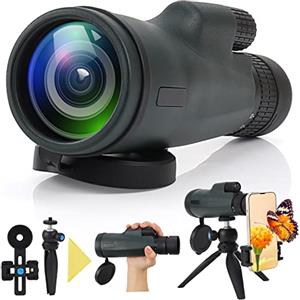 Czemo Telescopio Monoculare 10-30x50 HD, Czemo Professionale Monocoli Telescopio Zoom Impermeabile Monocular con Treppiede Supporto per phone, Prisma BAK-4 e FMC Canocchiale,per Bird Watching,Caccia