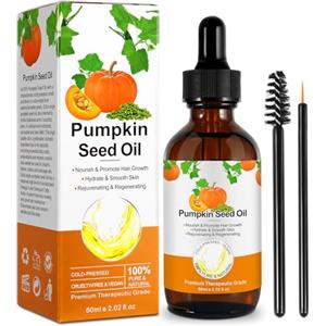 NVXNMSD Olio di Semi di Zucca Biologico per Capelli e Pelle - Pumpkin Seed Oil 100% Puro - Idratazione e Riparazione di Capelli Secchi e Danneggiati (60 ml)