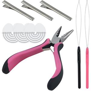 JRSHIRLEYLTD Set di micro anelli per capelli con 1 pinza per capelli, 2 pezzi, 3 clip quadrate e 3 pezzi di pellicola termica trasparente