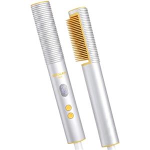 SHEGLAM Spazzola Lisciante 3D a Ioni con Piastre Riscaldanti in Oro 24K - Design Antiscottatura, Riscaldamento Rapido 60s, Funzione Auto-Spegnimento, Elimina Crespo per Capelli Lisci e Setosi