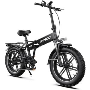 RINCC R200 Bici Elettrica Pieghevole per Adulti, Bicicletta Elettrica 48V 15Ah Batteria Rimovibile, Fat Tire 20 x 4.0, 7 Velocità, Telaio in Alluminio, Autonomia 50-100 km (Nero)