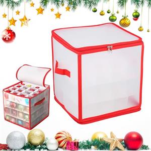Hillylolly Scatola Portaoggetti per Ornamenti Natalizi, Contenitore per Palline di Natale, Borsa Palline Natale, Scatola Palle, per Contenere 64, Rosso, 31x 31 x30 CM