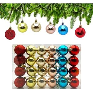 Xcdhemde® Set 24 Palline di Natale, Palline Natale Rosse Plastica 5cm, Addobbi e Decorazioni Per Albero Di Natale (Cinque Colori)