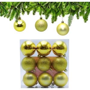 Xcdhemde® Set 9 Palline di Natale in Plastica da 6 cm, Ornamenti per l'albero di Natale, Decorazioni per Feste, Matrimoni e Compleanni(Oro)