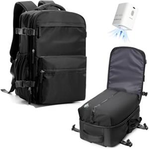 VENATIN Zaino da Viaggio con Sottovuoto, Zaino a compressione sottovuoto, Borse da cabina Ryanair 40x30x20 con sottovuoto con pompa,Nero