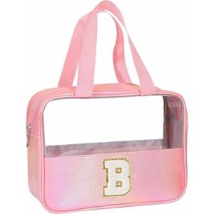 Coolgaga Beauty Case da Viaggio Trasparente, Trousse Trucchi Donna, Borsa da Toilette in PU-PVC, Borse da Viaggio Impermeabile, Borsa Cosmetici Regalo Compleanno Natale Ideale per Donne Ragazze Amic Rosa B