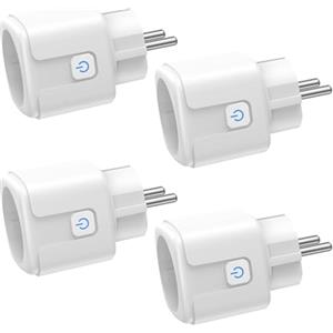 FAYIBUY Presa intelligente da 4 pezzi, WLAN con misurazione della corrente, controllo remoto tramite app, controllo vocale e timer, Smart Home WiFi 16 A, compatibile con Alexa e Google Home