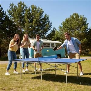 chellago Tavolo da ping pong pieghevole 244x122 cm, tavolo tennis da tavolo professionale con superficie MDF 12 mm, UV resistente e antiriflesso, indoor/outdoor, per club, scuola, giardino - blu