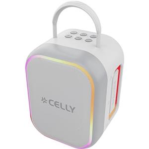 Celly - Speaker Bluetooth 10 W con 2 Microfoni Wireless, LED RGB, Batteria Ricaricabile, Ideale per Bambini e Karaoke, Colore Grigio
