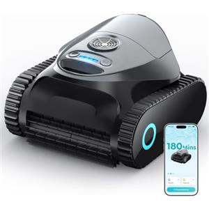 BRINBO C1 Robot Piscina Pareti e Fondo, Doppio Filtro, 7 modalità di Pulizia, 180 min, Aspiratore Piscina Senza Fili con App, Robot Pulisci Piscine Fino a 150 m²，Platino
