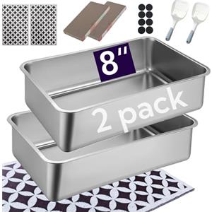 Spindro Confezione da 2 lettiere per gatti in acciaio inox con lati alti, grande lettiera per interni, non assorbe mai gli odori, superficie liscia per gattini, gattini, conigli, 59,9 cm, 40,6 x 20,3 cm