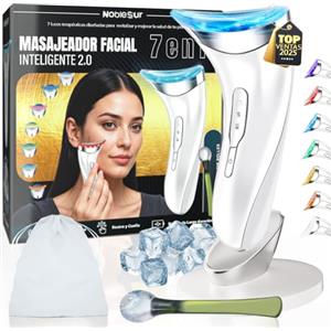 NOBLESUR Massaggiatore facciale Premium 7 modalità + Ice Roller viso + Borsa per il trasporto | Radiofrequenza facciale | Temperatura 45°C | Anti-invecchiamento, Lifting e riaffermazione della pelle