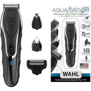 WAHL Aqua Groom Rasoio Trimmer Multigroom Elettrico di Precisione a Zero, Senza Fili, a Batteria Ricaricabile; Resistente all'acqua; Per barba lunga e corta, per il corpo