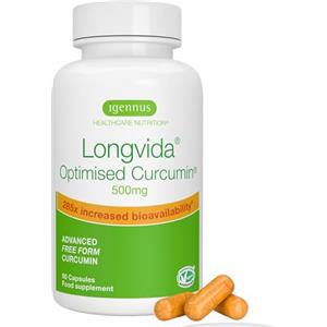 Igennus Healthcare Nutrition Igennus Longvida Curcumina 500 mg, 285x Maggiore Biodisponibilità, Vegano