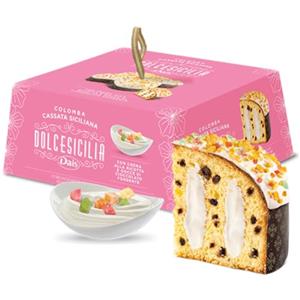 Dolcesicilia Colomba di Pasqua Dais Cassata Siciliana Crema Ricotta e Gocce Cioccolato 800 g