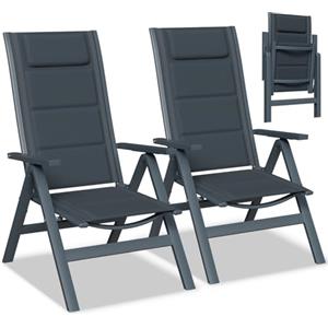 Devoko Set 2 Sedie da Giardino Pieghevoli in Alluminio - Poltrona da Giardino Esterna Regolabile in 7 Posizioni, Sedia Portatile a Schienale Alto Adatta a Tutte Tavole per Giardino, Terrazza, Piscina