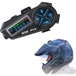 YMY Auricolare Bluetooth rimovibile per casco da moto, 500 m, sistema di comunicazione per 2 piloti, interfono per caschi da moto con condivisione musicale/riduzione del rumore/radio FM, 2 microfoni e