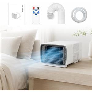 HCAUYNN Condizionatore Mobile Compatto per Piccoli Ambienti, Fino a 4㎡, Modi Freddo Aria Asciutta Ventilazione, Temperatura 16-32°C, Tubo Scarico e Drenaggio Inclusi