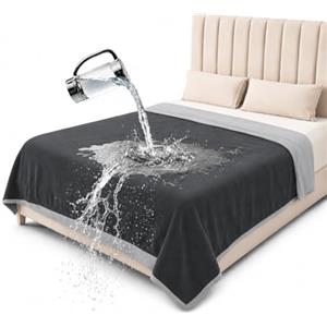 Bedding Aid Copriletto Impermeabile, Coperta per Cani, Coperta Impermeabile Letto (Grigio scuro/Grigio chiaro, 203x229cm)