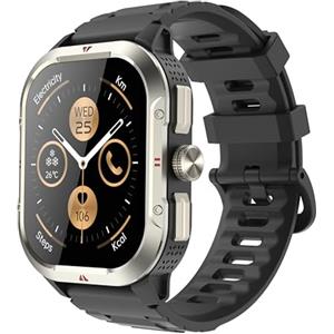 Jugeman Smartwatch Uomo GPS, 2.06" AMOLED Militari Orologio Smartwatch con Chiamate Bluetooth, Militari Smart Watch con Sonno/Cardiofrequenzimetro/Torcia/Bussola, 110+ Sportive Fitness Tracker per Android iOS