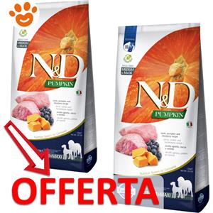 Farmina Dog N&D Pumpkin Adult Medium Maxi Agnello, Zucca e Mirtilli - Offerta [PREZZO A CONFEZIONE] Quantità Minima 2, Sacco Da 12 Kg