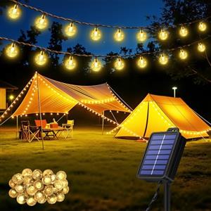 Realky Catena Luminosa Solare da Esterno 30 LED 8.1m, Luci Solari da Giardino con 8 Modalità e Memoria, IP65 Impermeabile, Luci Decorative per Terrazzo, Balcone, Gazebo, Festa (Bianco Caldo)