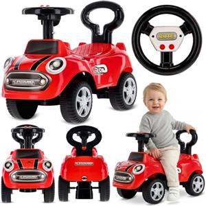 sun baby Macchinina Cavalcabile per Bambini Go Go Fassion, Macchina a spinta da 12 mesi, effetti sonori, sedile e ruote in plastica, protezione antiribaltamento (Rosso)