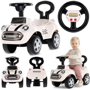 sun baby Macchinina Cavalcabile per Bambini Go Go Fassion, Macchina a spinta da 12 mesi, effetti sonori, sedile e ruote in plastica, protezione antiribaltamento (Bianco)
