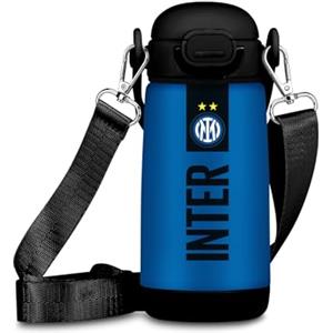 Seven Borraccia Kid Inter, Blu, 400 ml, Acciaio Inox, BPA free, Ermetica, Tenuta Stagna, A prova di perdite, Caldo 12h/Freddo 24h, Tracolla inclusa, Scuola, Sport, Viaggi, Per ragazzi, Idea regalo