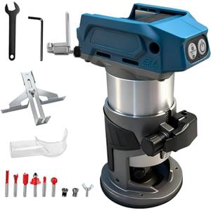 YWNYT Router per legno senza fili da 800 W per batteria Makita da 18 V, base in alluminio, 30000 giri/min, senza spazzole, router con 5 velocità variabili, router palmare per lavorazione del legno