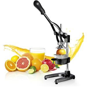 Lumaland Estrattore di Succo Manuale, Spremiagrumi in Ghisa, Senza Sforzo, Pressa Professionale per Frutta e Verdura Arance, Limone, Agrumi, Pompelmo, Melograni, Slow Juicer, Facile da Pulire, Nero