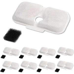 Generico Filtri Fontana Gatto 8 Pezzi con 8 Spugne, Filtri a Carbone Attivo BPA Free per Fontanella Acqua Gatti, Compatibili con PLWF105 PLWF005 PLWF115