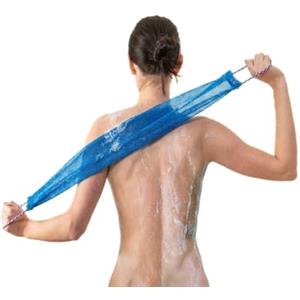 Larminly African Net Sponge asciugamano esfoliante doccia schiena lunga con manici spugna africana scrub corpo nylon resistente unisex (blu)