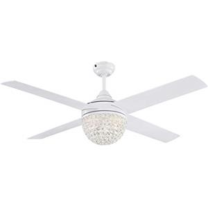 Westinghouse Lighting 72262 - Ventilatore da soffitto contemporaneo Kelcie con luce e telecomando, 132 cm, finitura bianca, paralume con gioielli di cristallo