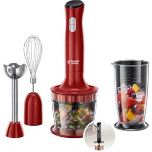 Russell Hobbs Frullatore a Immersione,3 in 1: Frullatore (bicchiere 700 ml), Tritatutto (500 ml), Frusta per montare, 2 velocità, zuppe, yogurt, salse, Frusta, Lavastoviglie ok, Rosso, 24700-56