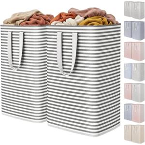 Lifewit Cesto Portabiancheria, Grande Cesta Portabiancheria Pieghevole con Manici Allungati, Portabiancheria Sporca, Laundry Basket per Vestiti, Asciugamani, Coperte, Nero, 80 L, Set di 2