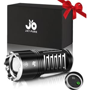 JAY-PARK Torcia LED Potente Professionale 1000000 Lumen, Ricaricabile 10800 mAh Display LCD Di Potenza, Torcia Potente 5 modalità, Zoomabile, Impermeabile IPX7 per Campeggio, Passeggiata, Emergenza
