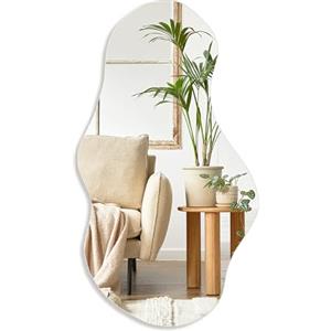PERFNIQUE Specchio irregolare da parete, asimmetrico, 100 x 61 cm, specchio decorativo moderno per bagno, camera da letto, soggiorno, ingresso, senza cornice, specchio da parete (100 x 61 cm, nuvola)