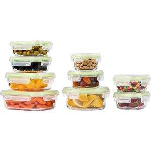 Home Fleek Scatola ermetica per alimenti in vetro, contenitore di conservazione alimentare, contenitore in vetro per conservazione alimentare, poco ingombrante, per forno a microonde e congelatore