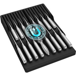 Lifewit Organizer Coltelli da Cassetti, Magnetico Porta Posate Cucina per 16 Knives e 1 Acciaio per Affilatura (non Incluso), Set di Supporto in Plastica per Coltelli da Chef, Grande, Nero