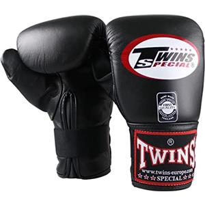 Twins Special Guantoni da boxe TBM-1, per sacco da boxe e allenamento, in vera pelle, nero, M