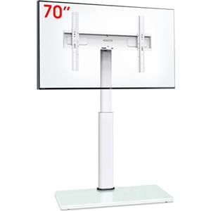 AOKCOS Supporto TV da Pavimento inclinabile per 32-55 65 70 Pollici, Girevole & Altezza Regolazione Mobile Porta TV da Terra, Bianco Max VESA 400x400mm 40kg