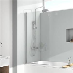 EMKE Pannello doccia pieghevole per vasca da bagno, 80 x 140 cm, divisorio doccia pieghevole per vasca da bagno e doccia, vasca da bagno in vetro di sicurezza da 6 mm