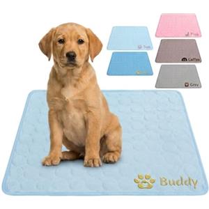 DBLXYAN Materasso Rinfrescante Personalizzato per Cani con Nome e Foto, Coperta Estiva in Gel Lavabile per Cani e Gatti, Materasso Auto-Raffreddante Portatile per Box per Cani, Divano (Blu Chiaro)
