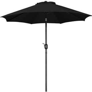 Yaheetech Ombrellone da Giardino Esterno 270 cm Portatile Parasole Protezione UV con Manovella 8 Stecche Reclinabile Telo in Poliestere Tubo in Alluminio Spiaggia Balcone Terrazzo Nero